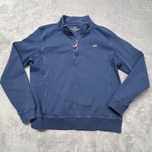 Vineyard Vines Quarter Zip Pullover Sweatshirt Navy Blue Womens Med Whale Logo